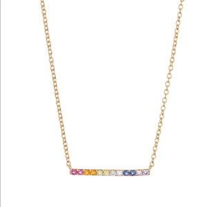 Nadri Rainbow CZ Bar Pendant Necklace NIB